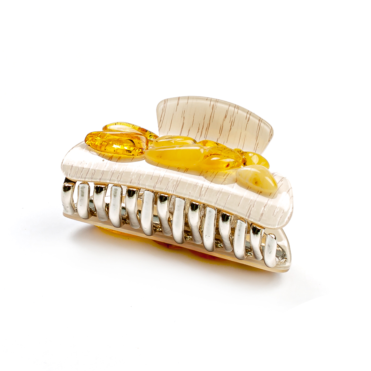 Заколка - краб бел. с янтарем